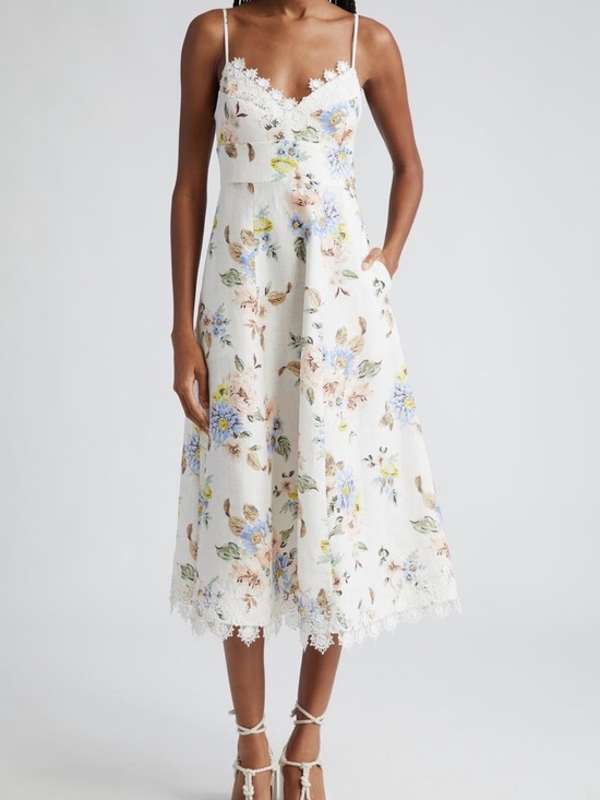 Zimmermann Dresses & Skirts - Zimmermann White Floral Lace-Trim Linen Dress